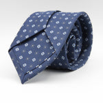 Holliday & Brown for Cruciani & Bella 100% printed Silk Self tipped Blue, Light Blue and White motif tie Handmade in Italy 8 cm x 150 cm #6978