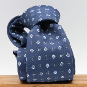 Holliday & Brown for Cruciani & Bella 100% printed Silk Self tipped Blue, Light Blue and White motif tie Handmade in Italy 8 cm x 150 cm #6978