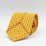 Holliday & Brown for Cruciani & Bella 100% printed Silk Self tipped Yellow with Blue caps tie Handmade in Italy 8 cm x 150 cm #1530