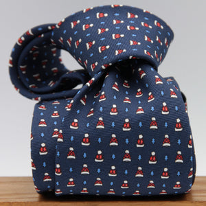 Holliday & Brown for Cruciani & Bella 100% printed Silk Self tipped Blue with Red caps tie Handmade in Italy 8 cm x 150 cm #1531