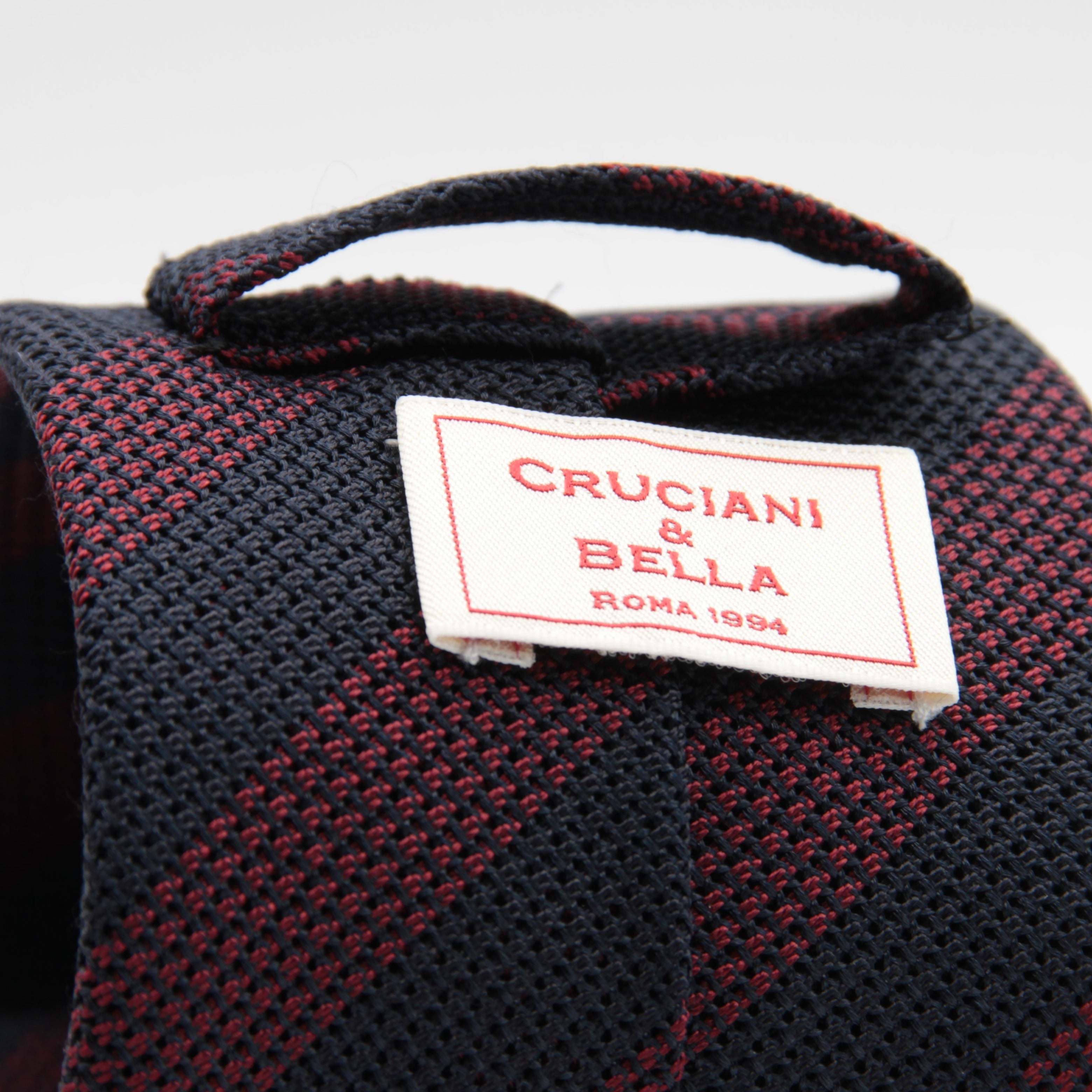 Cruciani & Bella 100% Silk Garza Fine Woven in Italy Unlined Hand rolled blades Blue and Wine Striped Handmade in Italy 8 cm x 150 cm #6196