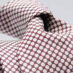 Holliday & Brown for Cruciani & Bella 100% Woven Jacquard Silk Tipped Brown and White polka dots motif tie  Handmade in Italy 8 cm x 150 cm #7548