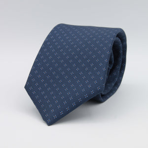 Cruciani & Bella 100% Silk Printed Self-Tipped Blue, Light Blue and Brown Motif Tie Handmade in Italy 8 cm x 150 cm #7172