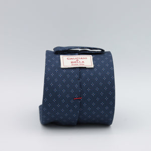 Cruciani & Bella 100% Silk Printed Self-Tipped Blue, Light Blue and Brown Motif Tie Handmade in Italy 8 cm x 150 cm #7172
