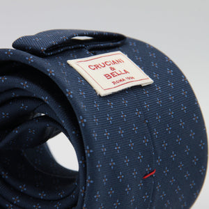 Cruciani & Bella 100% Silk Printed Self-Tipped Blue, Light Blue and Brown Motif Tie Handmade in Italy 8 cm x 150 cm #7172
