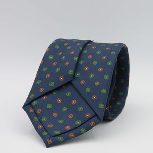 Cruciani & Bella 100% Silk Printed Self-Tipped Blue,Green and Brown Motif Tie Handmade in Italy 8 cm x 150 cm #7168