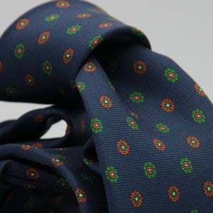 Cruciani & Bella 100% Silk Printed Self-Tipped Blue,Green and Brown Motif Tie Handmade in Italy 8 cm x 150 cm #7168