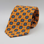Cruciani & Bella 100% Printed Madder Silk  Italian fabric Unlined tie Orange, Brown, Blue and Red Motifs Tie Handmade in Italy 8 cm x 150 cm #7626