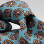 Cruciani & Bella 100% Printed Madder Silk  Italian fabric Unlined tie Light Blue, Brown and Blue Motifs Tie Handmade in Italy 8 cm x 150 cm #7619