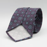 Cruciani & Bella 100% Printed Madder Silk  Italian fabric Unlined tie Purple and Light Blue Motifs Tie Handmade in Italy 8 cm x 150 cm #7642