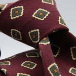 Cruciani & Bella 100% Printed Madder Silk  Italian fabric Unlined tie Red, Cream, Green and Orange Motifs Tie Handmade in Italy 8 cm x 150 cm #7615