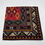 Drake's Printed 70% Wool 30%Silk Hand-rolled Multicolor - Kilim  Motif Pocket Square Handmade in Italy 44 cm X 44cm #6893