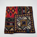 Drake's Printed 70% Wool 30%Silk Hand-rolled Multicolor - Kilim  Motif Pocket Square Handmade in Italy 44 cm X 44cm #6893