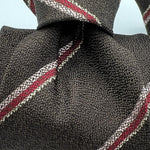 Drake's for Cruciani & Bella 100% Silk Garza  Tipped  Brown, Red and Pink Stripes  Tie Handmade in England Size 8 cm x 149 cm #5379