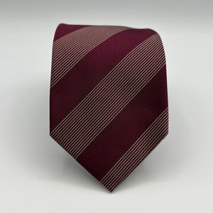 Drake's  100% Silk Tipped Wine, White  Stries Tie Handmade in England 8 cm x 148 cm #5332