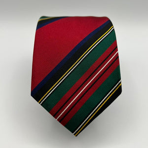 Drake's  100% Silk Tipped Red, Green, Blue and White  Stries Tie Handmade in England 8 cm x 148 cm #5326