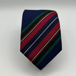Drake's - Silk -  Navy blue and Red, White and Green stripe tie #5327