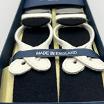 Albert Thurston for Cruciani & Bella Made in England Adjustable Sizing 40 mm  Pure Wool Boxcloth Wowen in the Yorkshire Black Plain  Braces Y-Shaped Nickel Fittings Size: L 0310