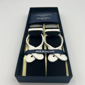 Albert Thurston for Cruciani & Bella Made in England Adjustable Sizing 40 mm  Pure Wool Boxcloth Wowen in the Yorkshire Black Plain  Braces Y-Shaped Nickel Fittings Size: L 0310