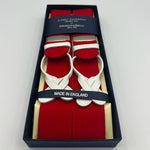 Albert Thurston for Cruciani & Bella Made in England Adjustable Sizing 40 mm  Pure Wool Boxcloth Wowen in the Yorkshire Red Plain  Braces Y-Shaped Nickel Fittings Size: L 0310
