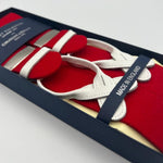 Albert Thurston for Cruciani & Bella Made in England Adjustable Sizing 40 mm  Pure Wool Boxcloth Wowen in the Yorkshire Red Plain  Braces Y-Shaped Nickel Fittings Size: L 0310