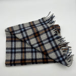 Joshua Ellis 100% Cachemire Made In England 30 x 180 cm Grey and Multicolor Squares Motif #6075