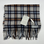 Joshua Ellis 100% Cachemire Made In England 30 x 180 cm Grey and Multicolor Squares Motif #6075