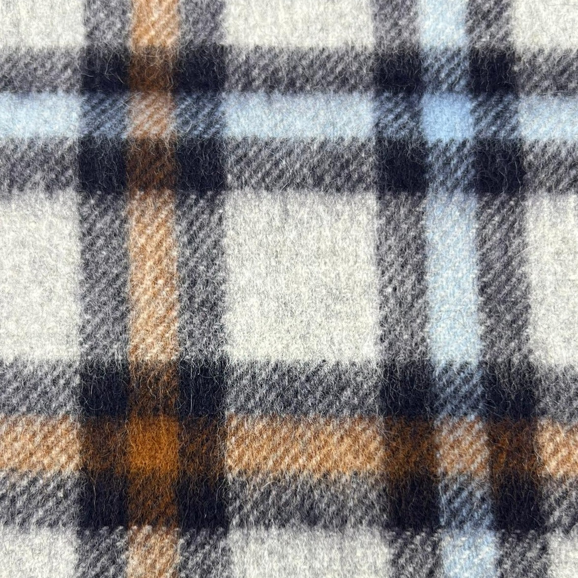 Joshua Ellis 100% Cachemire Made In England 30 x 180 cm Grey and Multicolor Squares Motif #6075