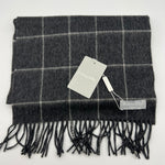 Joshua Ellis 100% Cachemire Made In England 30 x 180 cm Grey, White Square Motif #6072