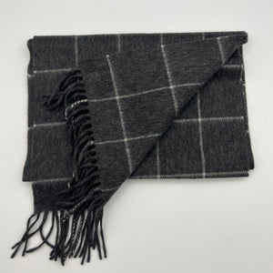 Joshua Ellis 100% Cachemire Made In England 30 x 180 cm Grey, White Square Motif #6072