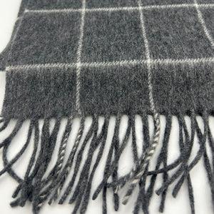 Joshua Ellis 100% Cachemire Made In England 30 x 180 cm Grey, White Square Motif #6072