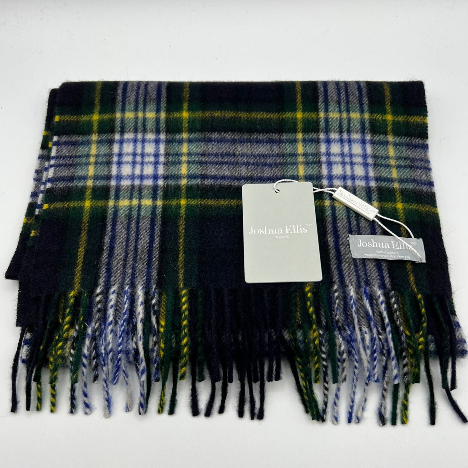 Joshua Ellis 100% Cachemire Made In England 30 x 180 cm Green Tartan Motif #6078