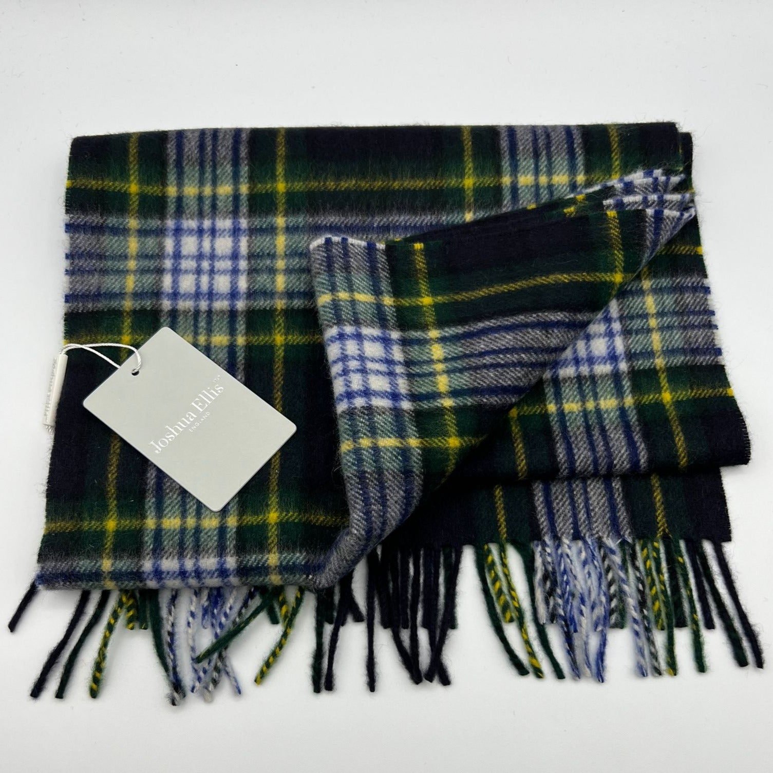 Joshua Ellis 100% Cachemire Made In England 30 x 180 cm Green Tartan Motif #6078