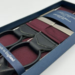 Albert Thurston for Cruciani & Bella Made in England Adjustable Sizing 40 mm Woven Barathea  Wine Plain Leather ends Y-Shaped Nikel Fittings Size: XL #4187