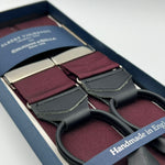 Albert Thurston for Cruciani & Bella Made in England Adjustable Sizing 40 mm Woven Barathea  Wine Plain Leather ends Y-Shaped Nikel Fittings Size: XL #4187