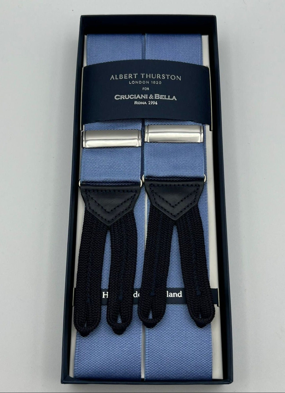 Albert Thurston for Cruciani & Bella Made in England Adjustable Sizing 40 mm Woven Barathea  Wisteria Plain Braces Braid ends Y-Shaped Nickel Fittings Size: XL #6768