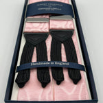 Albert Thurston for Cruciani & Bella Made in England Adjustable Sizing 40 mm Woven Barathea Pink Moirè Plain Color Braces Braid ends Y-Shaped Nickel Fittings Size: XL #6760
