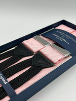 Albert Thurston for Cruciani & Bella Made in England Adjustable Sizing 40 mm Woven Barathea Pink Moirè Plain Color Braces Braid ends Y-Shaped Nickel Fittings Size: XL #6760