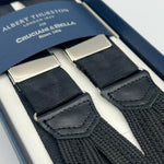 Albert Thurston for Cruciani & Bella Made in England Adjustable Sizing 32 mm Woven Barathea  Black Moiré  braces Braid ends Y-Shaped Nickel Fittings Size: XL #6763