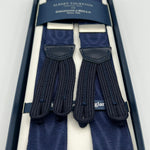 Albert Thurston - Woven Barathea Braces  - 32 mm -  Navy Blue Plain Moiré  # 6764
