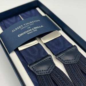 Albert Thurston -Woven Barathea Braces -32 mm -Navy Blue Plain Moiré –  Cruciani & Bella