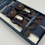 Albert Thurston - Elastic braces  - 2 in 1 - 35 mm - Denim Blue Plain#7402