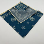 Drake's 100% Cotton Hand-rolled Light Blue and White -  Pocket Square Handmade in Italy 41 cm X 41cm #7421
