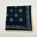 Drake's 100% Cotton Hand-rolled Blue and White -  Pocket Square Handmade in Italy 41 cm X 41cm #7422
