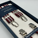 Albert Thurston for Cruciani & Bella Made in England Clip on Adjustable Sizing 25 mm elastic braces Red, White Stripes X-Shaped Nickel Fittings Size: L #7357