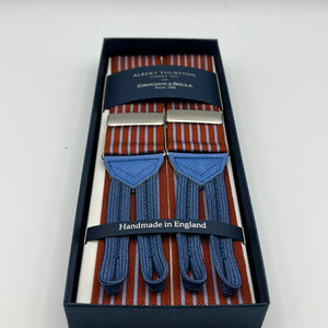Albert Thurston - Woven Barathea Braces  - 40 mm -  Orange, Light blue Stripes  # 7462