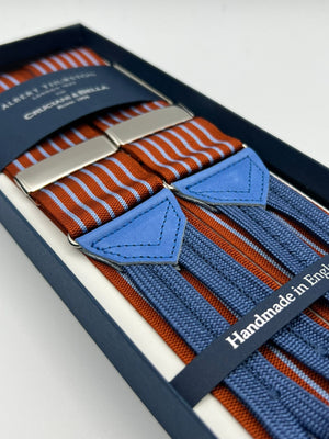 Albert Thurston - Woven Barathea Braces  - 40 mm -  Orange, Light blue Stripes  # 7462