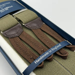 Albert Thurston for Cruciani & Bella Made in England Adjustable Sizing 35 mm Elastic Braces Green Plain Braces Braid ends Y-Shaped Nickel Fittings Size: L #7490