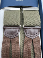 Albert Thurston for Cruciani & Bella Made in England Adjustable Sizing 35 mm Elastic Braces Green Plain Braces Braid ends Y-Shaped Nickel Fittings Size: L #7490