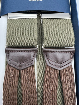 Albert Thurston for Cruciani & Bella Made in England Adjustable Sizing 35 mm Elastic Braces Green Plain Braces Braid ends Y-Shaped Nickel Fittings Size: L #7490